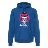 Halloween Funny Gift Witchy Mama Halloween Skull Witch Mom Funny Gift Premium Hoodie