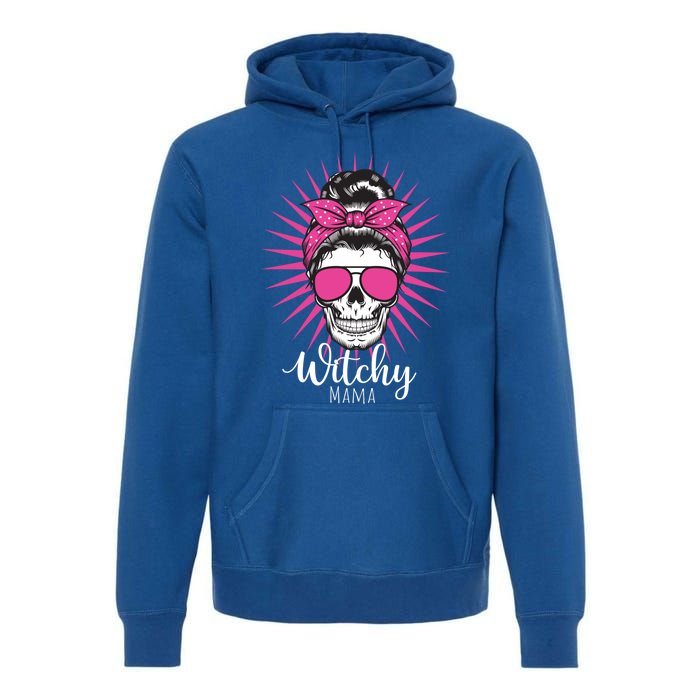 Halloween Funny Gift Witchy Mama Halloween Skull Witch Mom Funny Gift Premium Hoodie