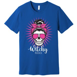 Halloween Funny Gift Witchy Mama Halloween Skull Witch Mom Funny Gift Premium T-Shirt