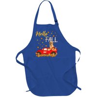 Hello Fall Golden Retriever Leaf Autumn Red Truck Dog Lover Gift Full-Length Apron With Pockets