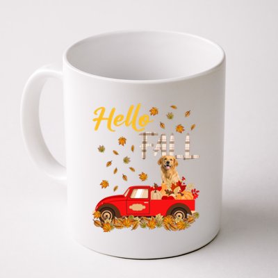 Hello Fall Golden Retriever Leaf Autumn Red Truck Dog Lover Gift Coffee Mug