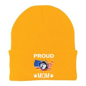 Husky Funny Gift Husky Dog Husky Proud Patriot Mom Gift Knit Cap Winter Beanie