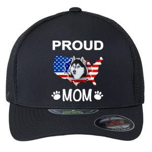 Husky Funny Gift Husky Dog Husky Proud Patriot Mom Gift Flexfit Unipanel Trucker Cap