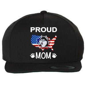 Husky Funny Gift Husky Dog Husky Proud Patriot Mom Gift Wool Snapback Cap