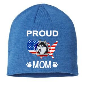 Husky Funny Gift Husky Dog Husky Proud Patriot Mom Gift Sustainable Beanie