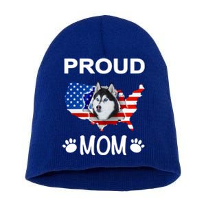 Husky Funny Gift Husky Dog Husky Proud Patriot Mom Gift Short Acrylic Beanie