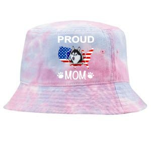 Husky Funny Gift Husky Dog Husky Proud Patriot Mom Gift Tie-Dyed Bucket Hat