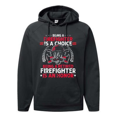 Heroic Fireman Gift Idea Retired Firefighter Performance Fleece Hoodie