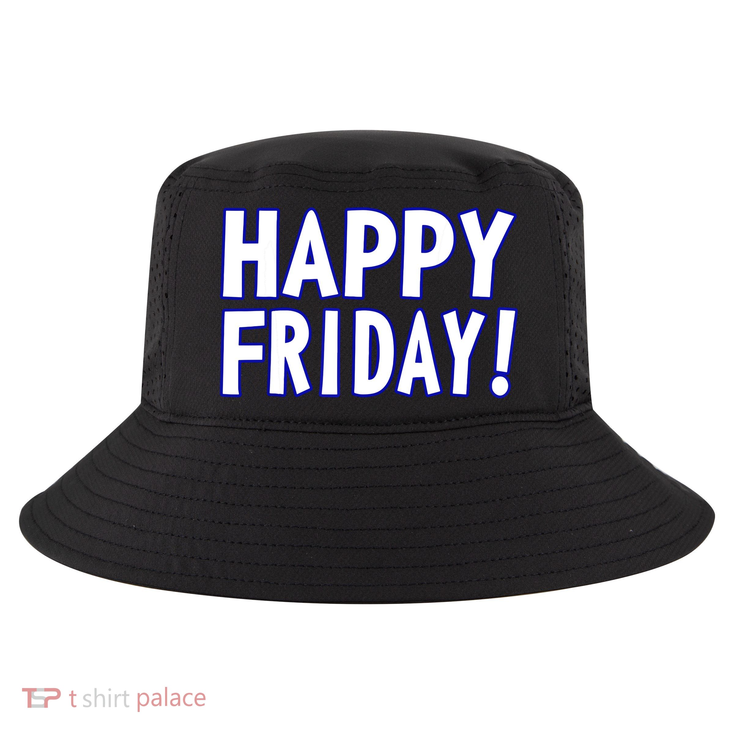 Happy Friday Gif Weekend Celebration Work Office Cool Comfort Performance Bucket Hat