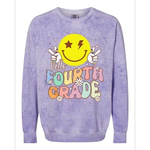 Hello Fourth Grade Funny Smile Face 4th Grade Back To School Colorblast Crewneck Sweatshirt