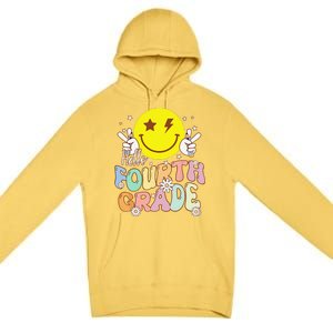 Hello Fourth Grade Funny Smile Face 4th Grade Back To School Premium Pullover Hoodie