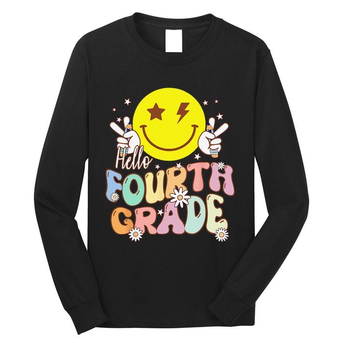 Hello Fourth Grade Funny Smile Face 4th Grade Back To School Long Sleeve Shirt