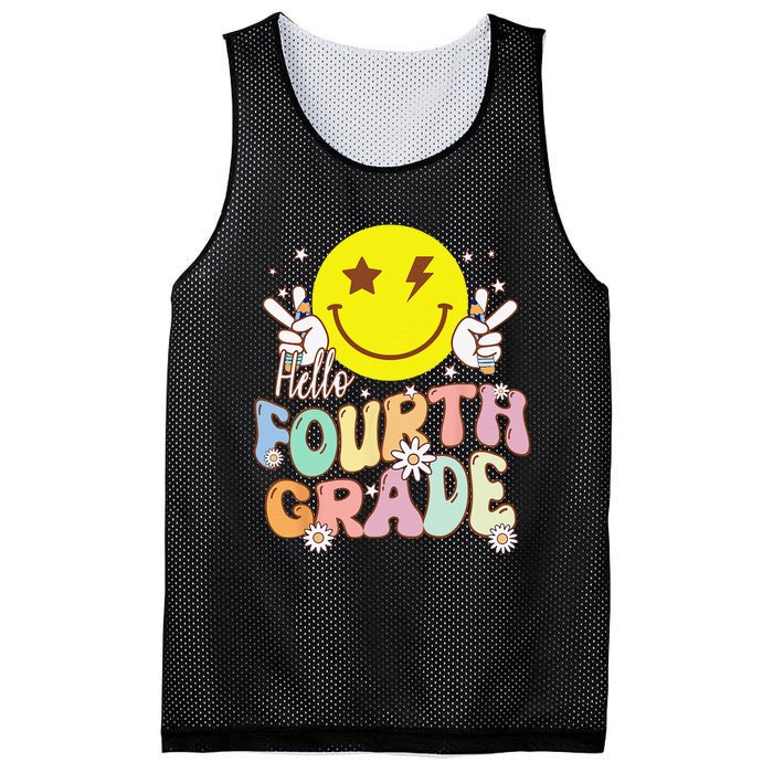 Hello Fourth Grade Funny Smile Face 4th Grade Back To School Mesh Reversible Basketball Jersey Tank