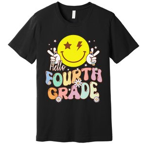 Hello Fourth Grade Funny Smile Face 4th Grade Back To School Premium T-Shirt