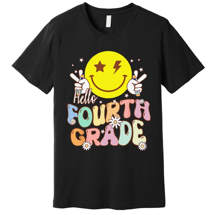 Hello Fourth Grade Funny Smile Face 4th Grade Back To School Premium T-Shirt