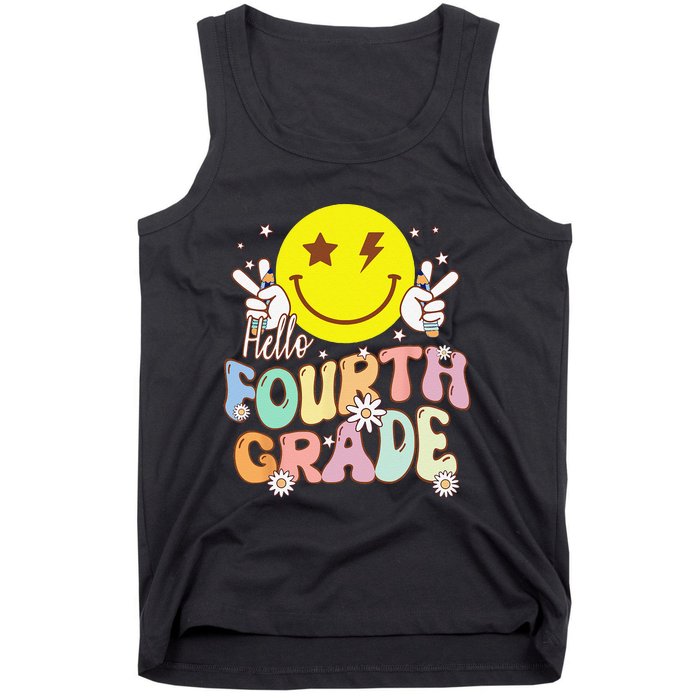 Hello Fourth Grade Funny Smile Face 4th Grade Back To School Tank Top