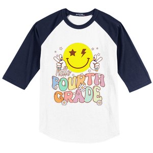 Hello Fourth Grade Funny Smile Face 4th Grade Back To School Baseball Sleeve Shirt