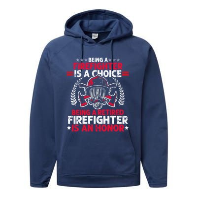 Heroic Fire Gift Idea Retired Firefighter Great Gift Performance Fleece Hoodie