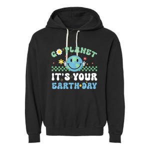 Hippie Face Go Planet Its Your Earth Day Peace Groovy Garment-Dyed Fleece Hoodie