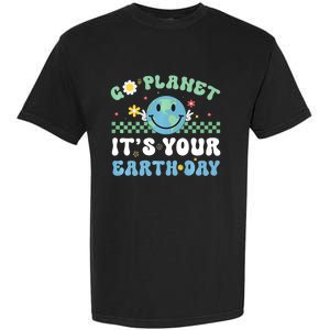 Hippie Face Go Planet Its Your Earth Day Peace Groovy Garment-Dyed Heavyweight T-Shirt