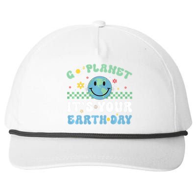 Hippie Face Go Planet Its Your Earth Day Peace Groovy Snapback Five-Panel Rope Hat