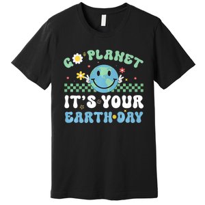 Hippie Face Go Planet Its Your Earth Day Peace Groovy Premium T-Shirt