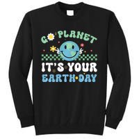 Hippie Face Go Planet Its Your Earth Day Peace Groovy Tall Sweatshirt