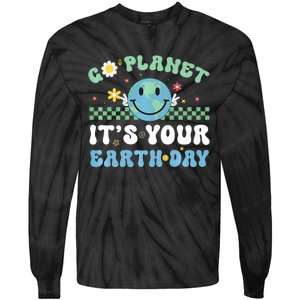 Hippie Face Go Planet Its Your Earth Day Peace Groovy Tie-Dye Long Sleeve Shirt