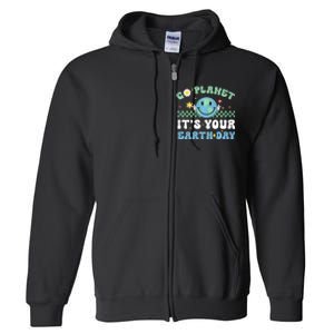 Hippie Face Go Planet Its Your Earth Day Peace Groovy Full Zip Hoodie