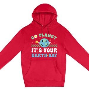 Hippie Face Go Planet Its Your Earth Day Peace Groovy Premium Pullover Hoodie