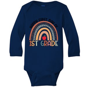 Hello First Grade Rainbow First Day Of 1St Grade Teacher Gift Baby Long Sleeve Bodysuit