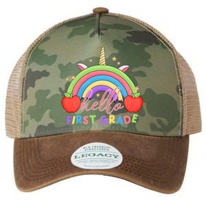 Hello First Grade Rainbow Back To School Legacy Tie Dye Trucker Hat