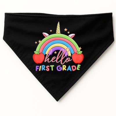 Hello First Grade Rainbow Back To School USA-Made Doggie Bandana