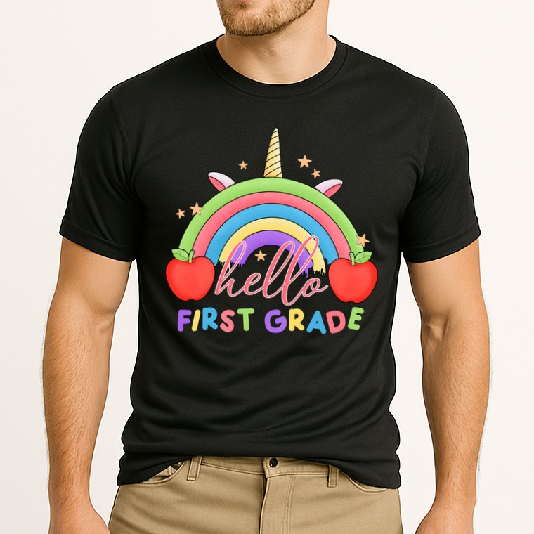Hello First Grade Rainbow Back To School Performance Shirt
