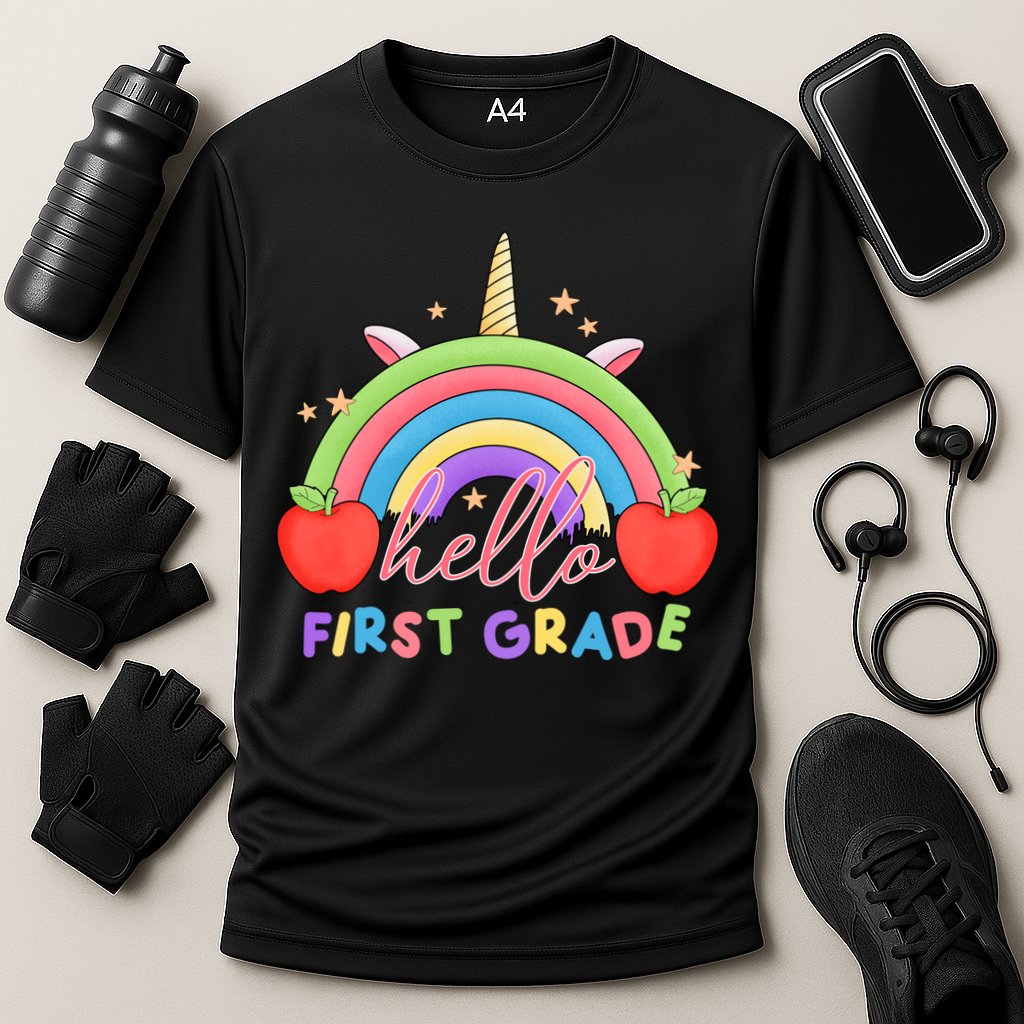 Hello First Grade Rainbow Back To School Performance Shirt