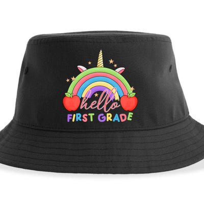 Hello First Grade Rainbow Back To School Sustainable Bucket Hat