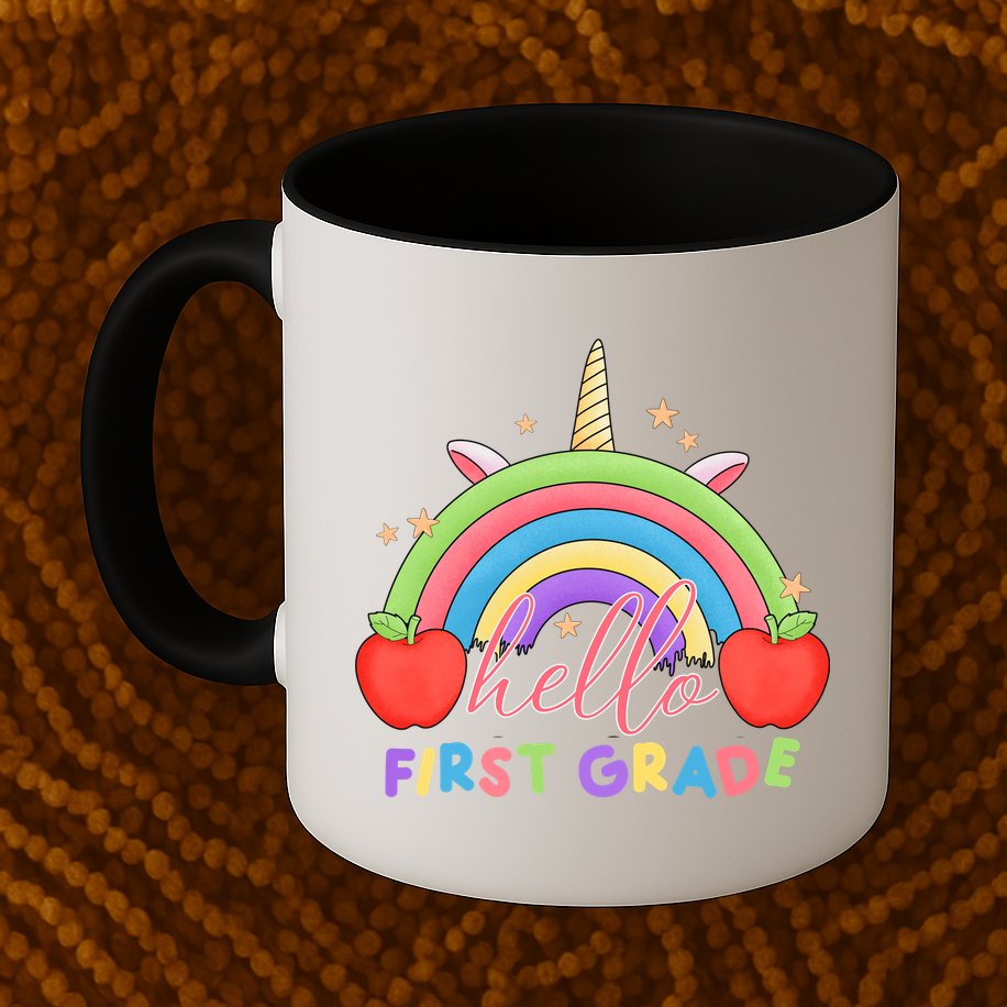 Hello First Grade Rainbow Back To School Mug