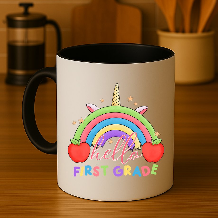 Hello First Grade Rainbow Back To School Mug