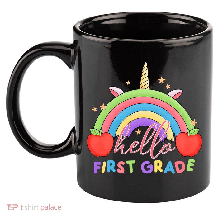 Hello First Grade Rainbow Back To School 11oz C Handle Ceramic Mug