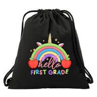 Hello First Grade Rainbow Back To School Drawstring Bag