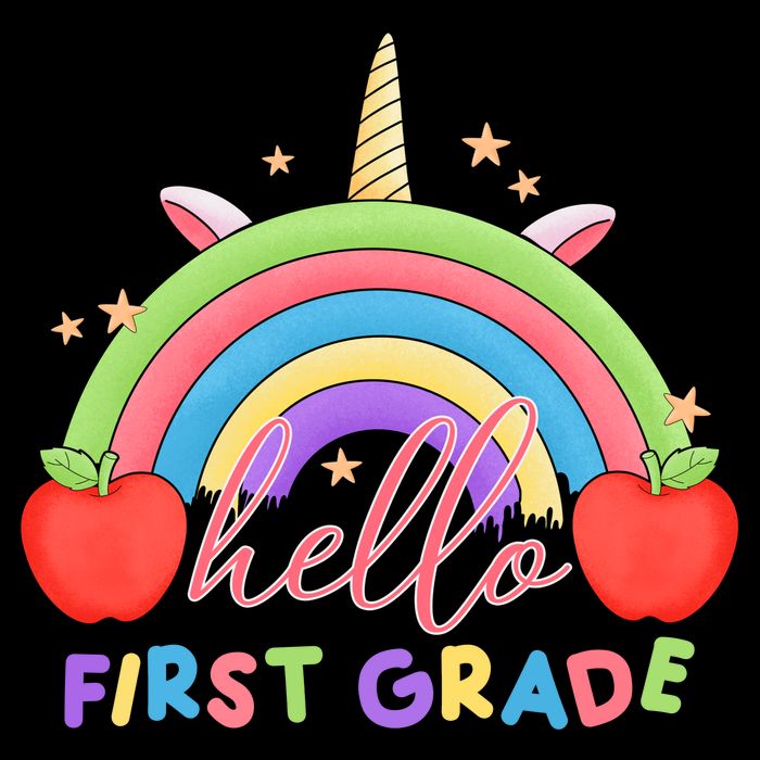Hello First Grade Rainbow Back To School Drawstring Bag