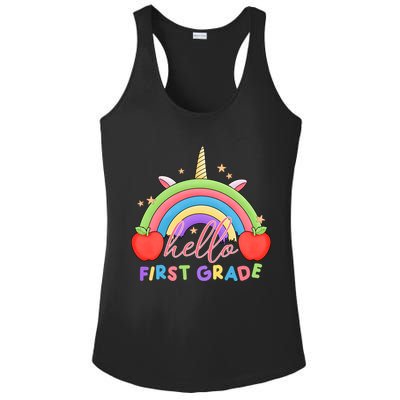 Hello First Grade Rainbow Back To School Ladies PosiCharge Competitor Racerback Tank