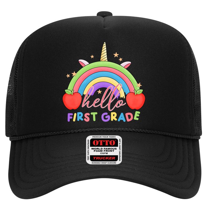 Hello First Grade Rainbow Back To School Trucker Hat