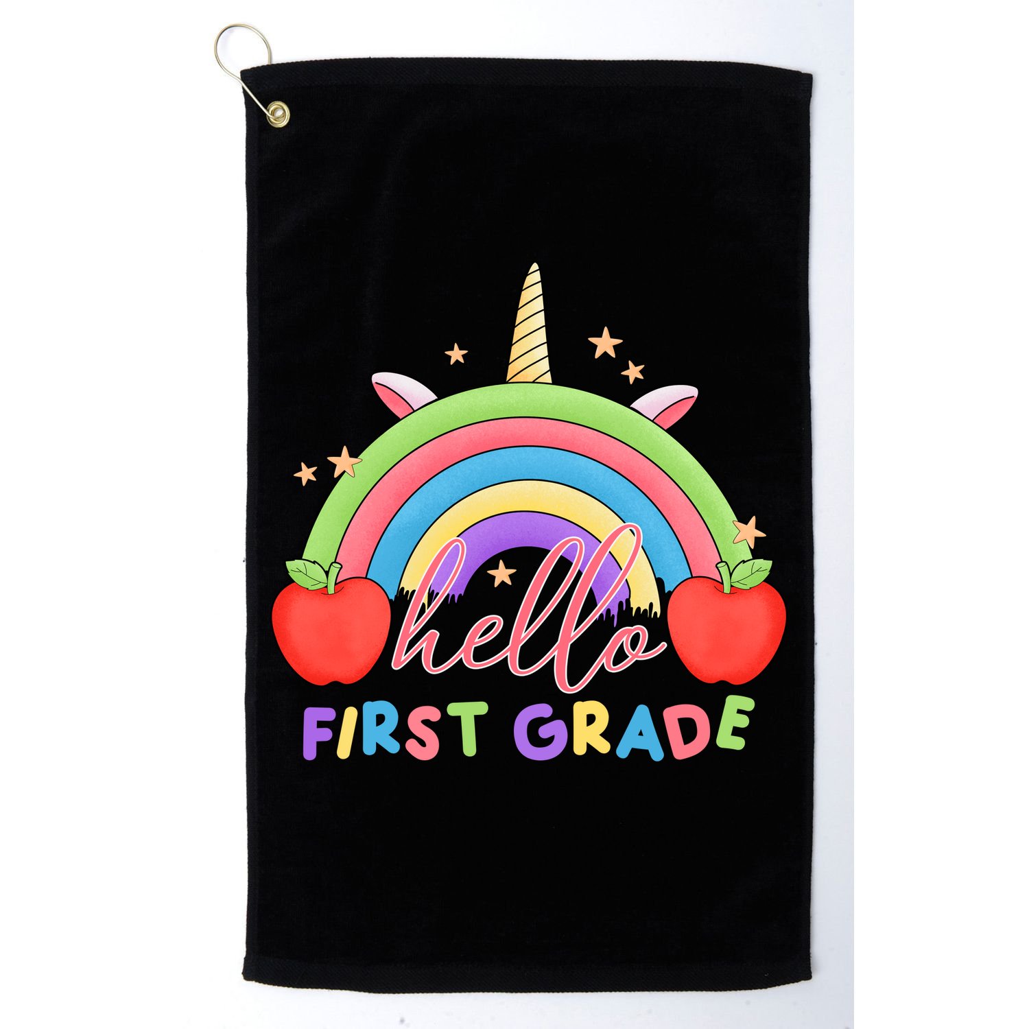 Hello First Grade Rainbow Back To School Golf Towel
