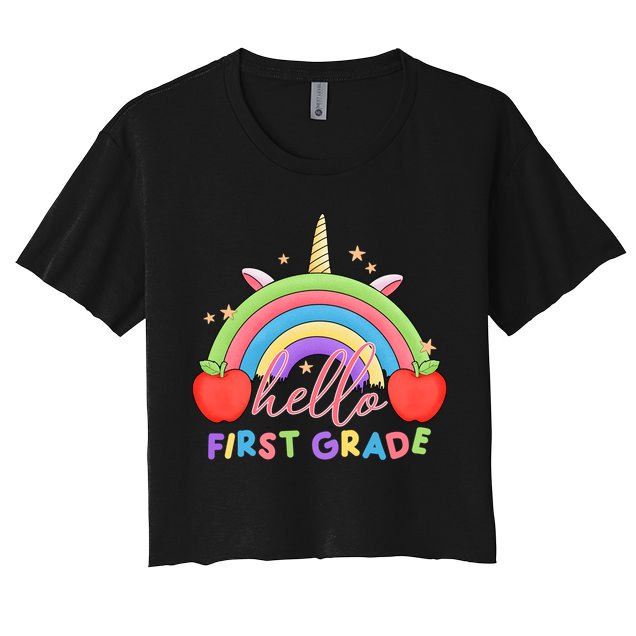 Hello First Grade Rainbow Back To School Crop Top