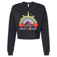 Hello First Grade Rainbow Back To School Cropped Pullover Crew