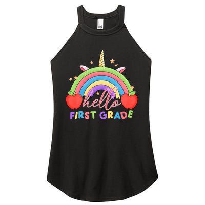 Hello First Grade Rainbow Back To School Women's Perfect Tri Rocker Tank