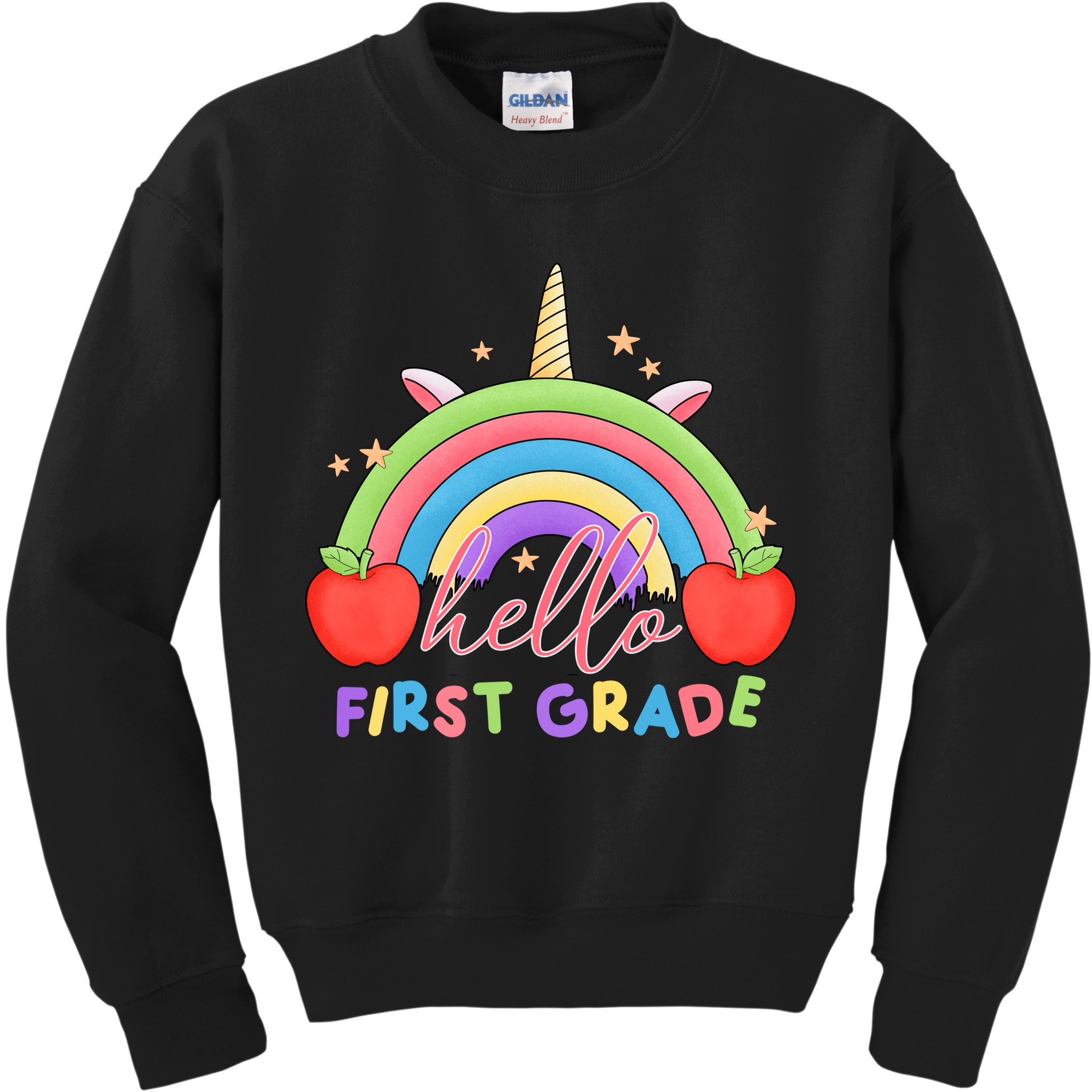 Hello First Grade Rainbow Back To School Kids Sweatshirt