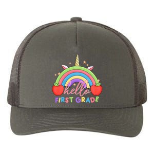 Hello First Grade Rainbow Back To School Yupoong Adult 5-Panel Trucker Hat