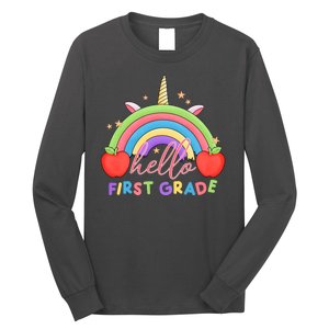 Hello First Grade Rainbow Back To School Long Sleeve Shirt